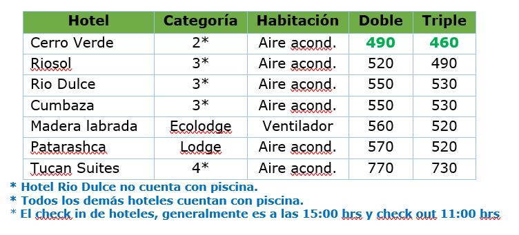TARIFA TARAPOTO